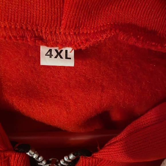 Red 4XL Big and tall zipper sweatshirt pocketed hoodie dress pajamas - Picture 4 of 4